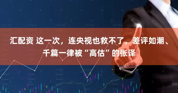 汇配资 这一次，连央视也救不了，差评如潮、千篇一律被“高估”的张译